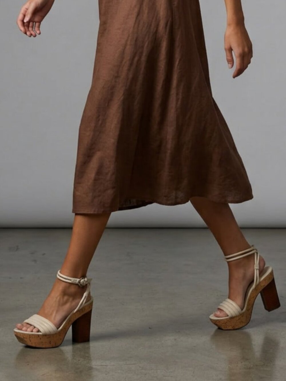 Coach Gallo Ivory Leather Cork Platform Shoes Ankle Strap Size 7.5
